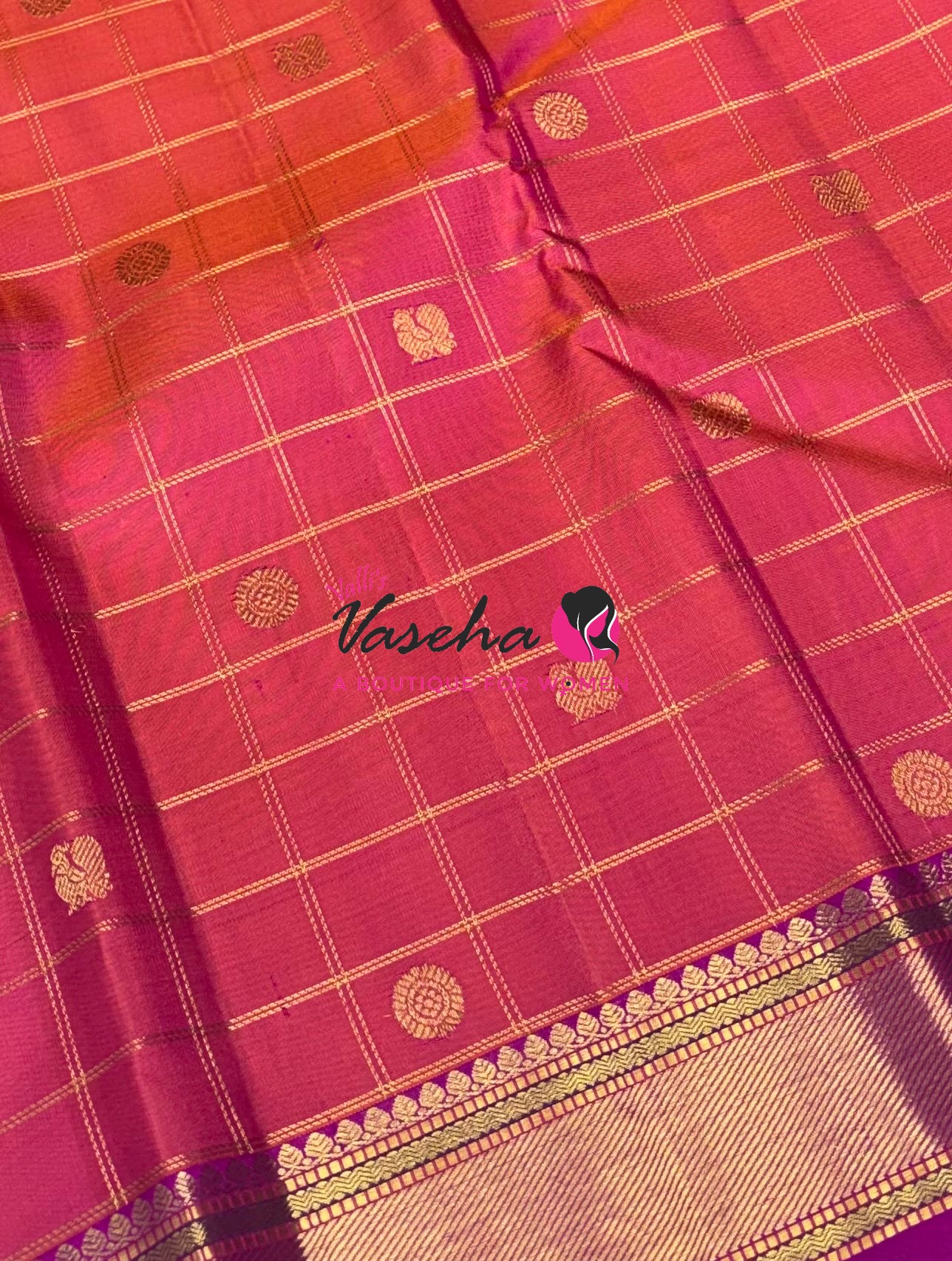 Pure Kanchipuram Silk Saree - Dual Tone Peachish Pink  & Pink  Combo - VVPS040