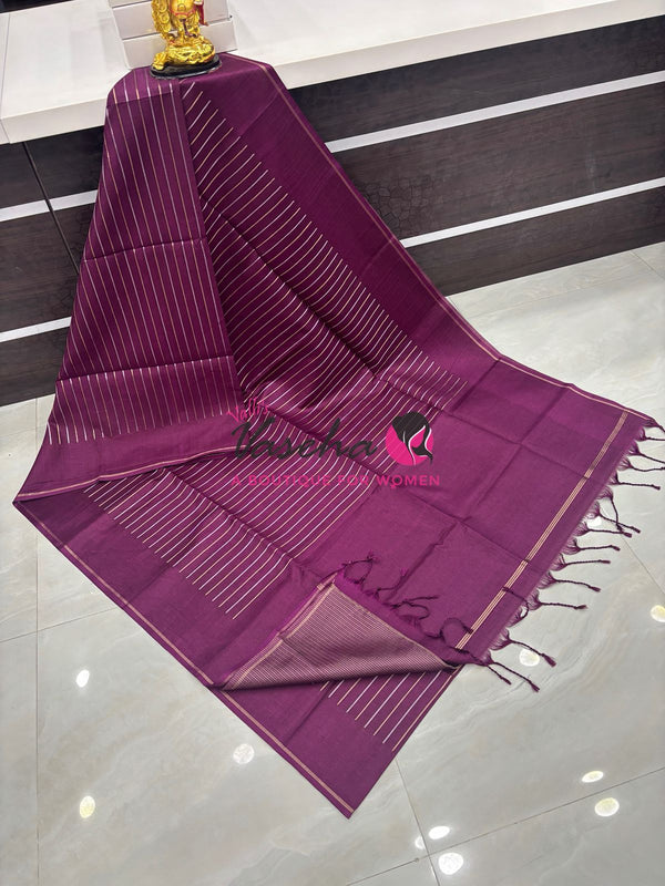 Semi Tussar Silk Saree | Purple Shade |VVSTS049