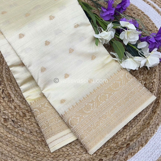 Semi Tussar Silk Saree - Cream Shade - VVSTS008