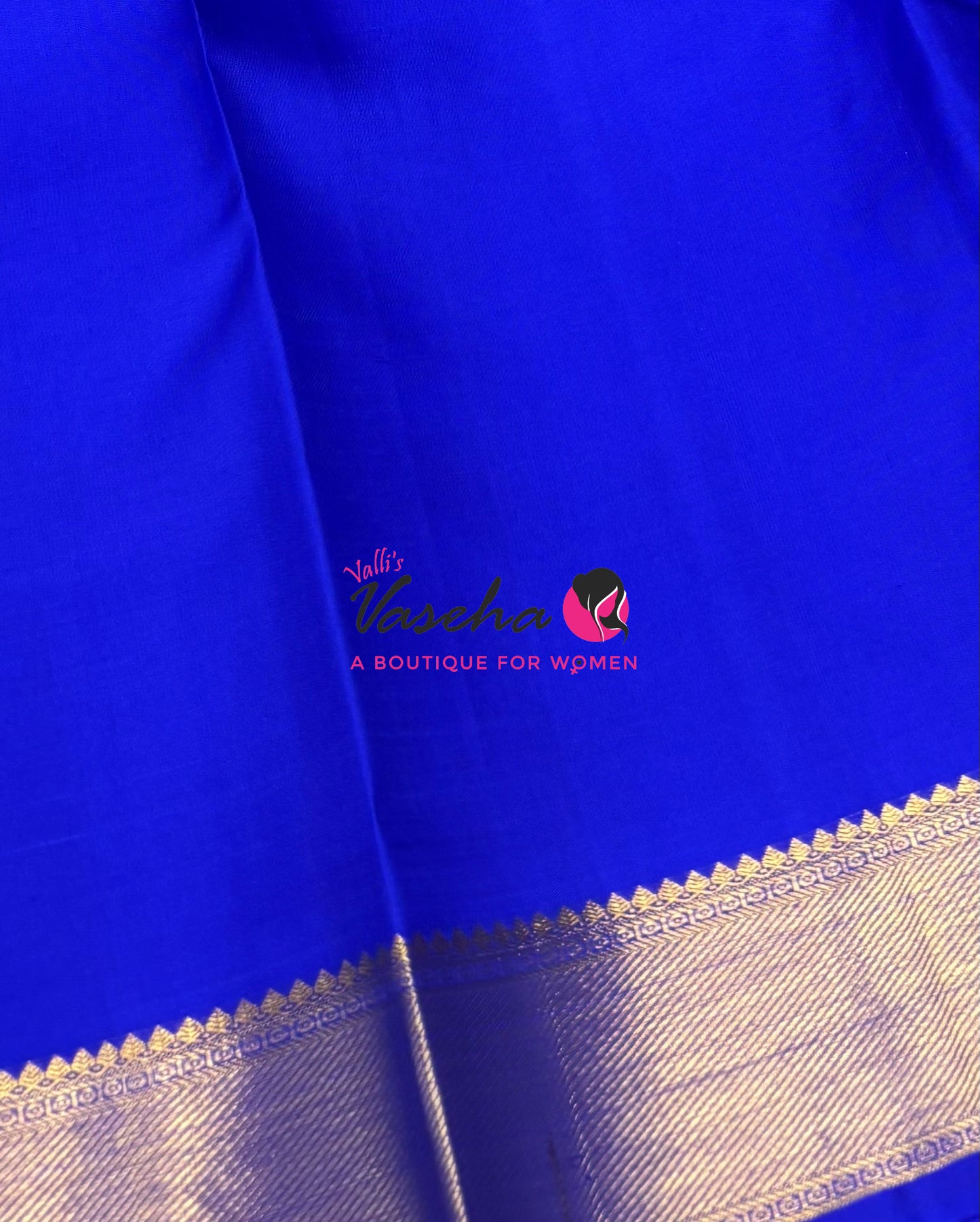 Pure Kanchipuram Silk Saree - Royal Blue Combo  - VVPS025