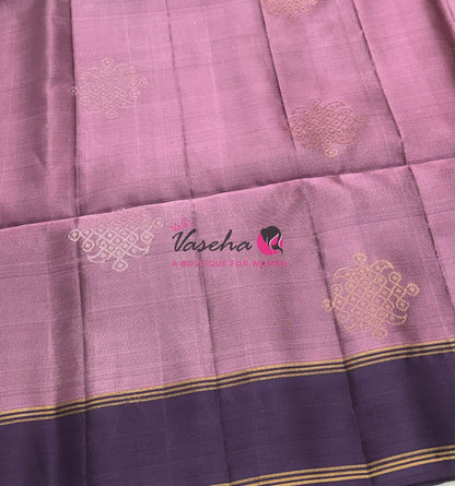 Pure Soft Silk Saree - (1.75 Warp) Kolam Design - Shade Of Onion Pink & Purple Shade - VVPSS074