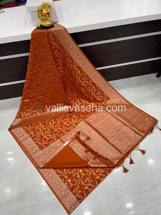 Banarasi - Heritage Silk - Semi Kathan Silk - Rust Orange Shade- VVBHS001
