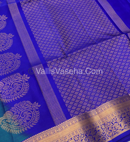 Pure Soft Silk Saree - Blue To Blue - Velum & Mayilum - Kanchi Border - VVPSS015