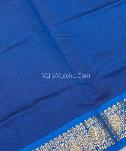 Semi Silk Cotton Saree - Blue With Blue Shade - VVSSC007