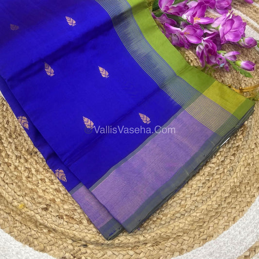 Semi Silk Cotton Saree -  Blue & Green Combo - VVSSC001
