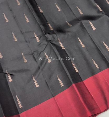 Pure Soft Silk Saree - Black With Maroon - VVPSS073