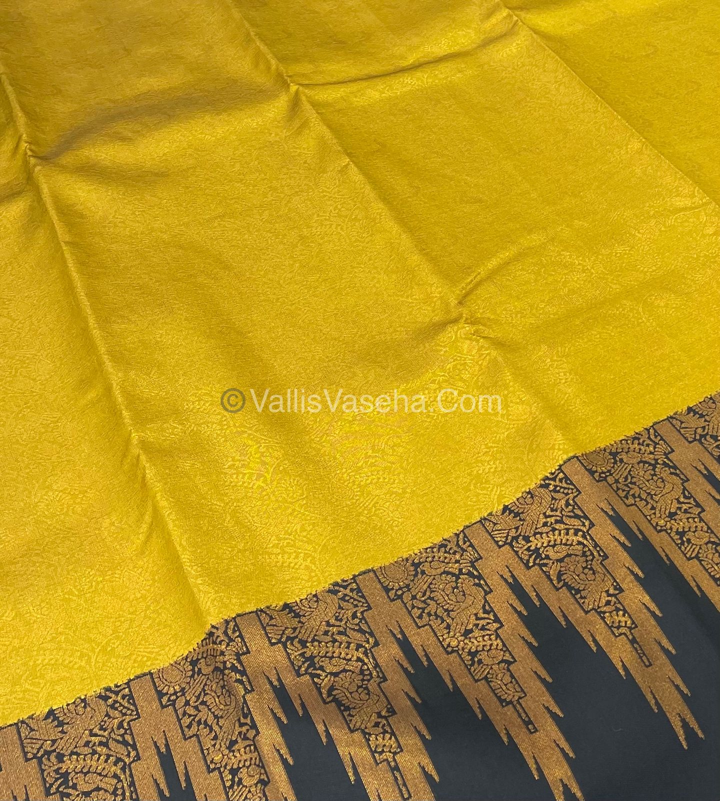 Kanchi Semi Silk  - Yellow with Black  - VVKSS003