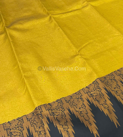 Kanchi Semi Silk  - Yellow with Black  - VVKSS003