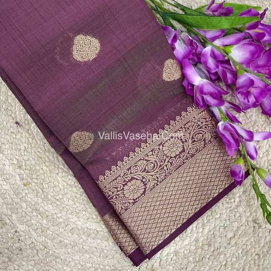 Semi Tussar Silk - Grand Pallu  - Wine Shade - VVSTS041