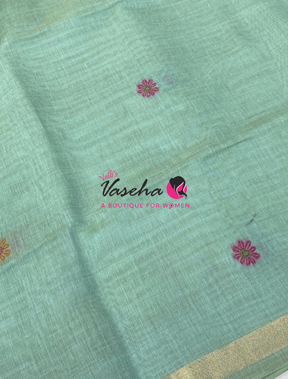 Muga Cotton Saree - Blue Shade - VVMCS002