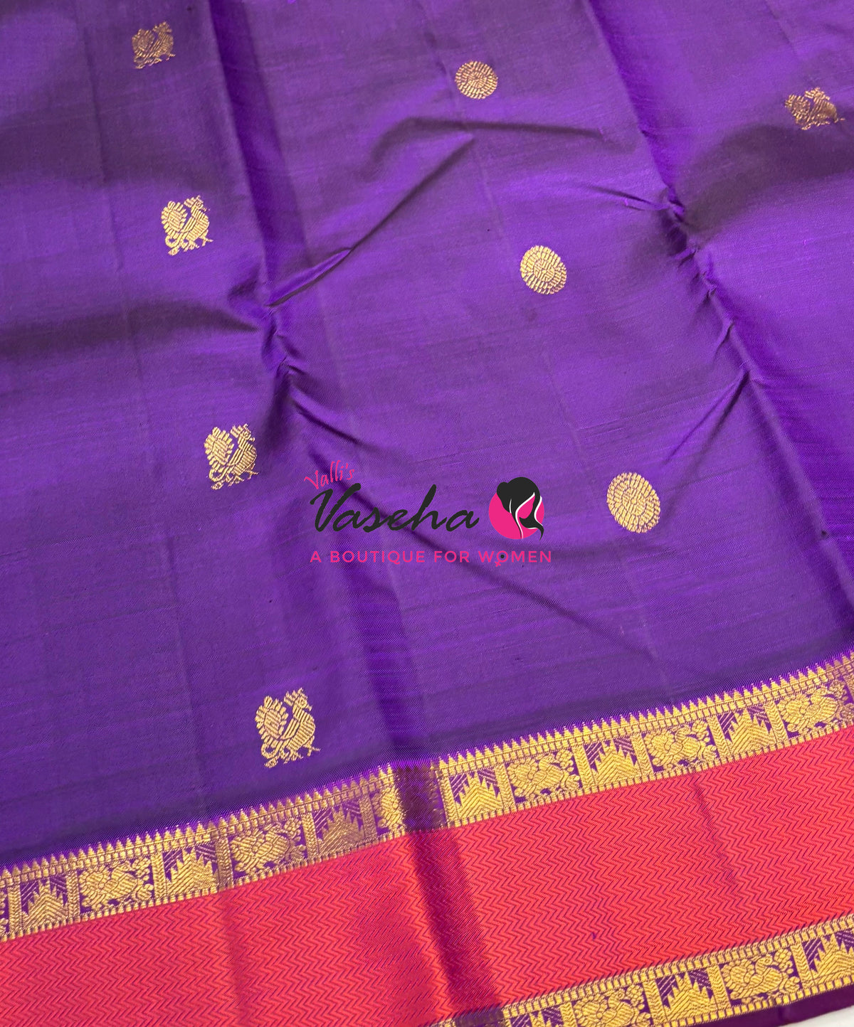 Pure Kanchipuram Silk Saree - Purple & Purplish Pink Combo - VVPS038
