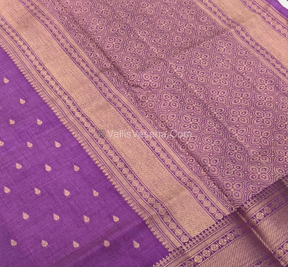 Semi Tussar Silk - Grand Pallu Lavander Shade - VVSTS023