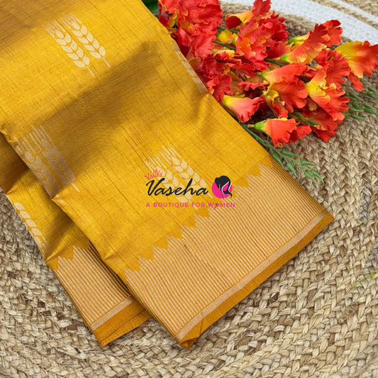 Semi Tussar Silk Saree | Yellow Shade |VVSTS051