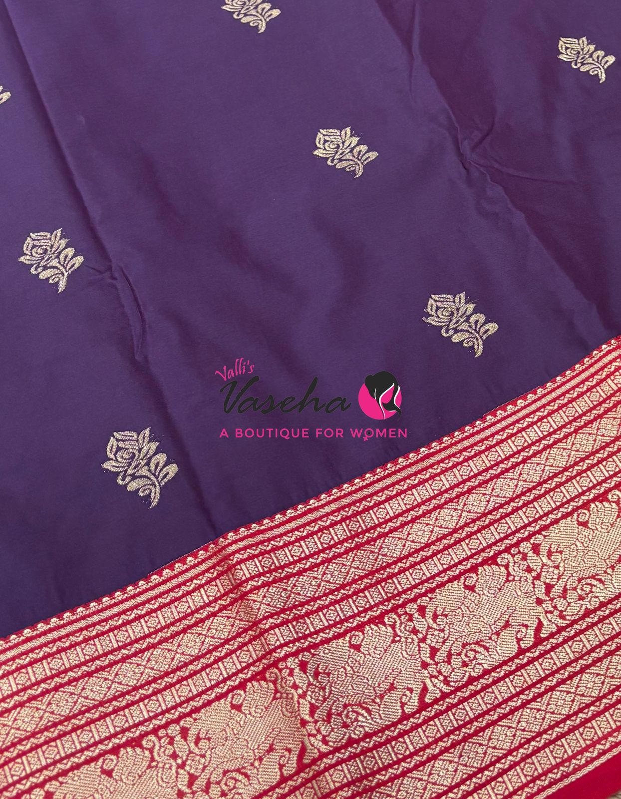 Semi Kanchi Silk  - Purple & Red - VVSKS007