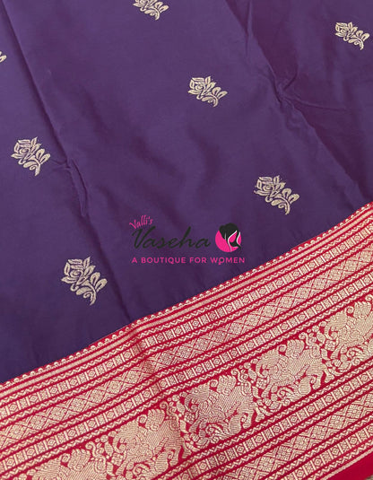 Semi Kanchi Silk  - Purple & Red - VVSKS007