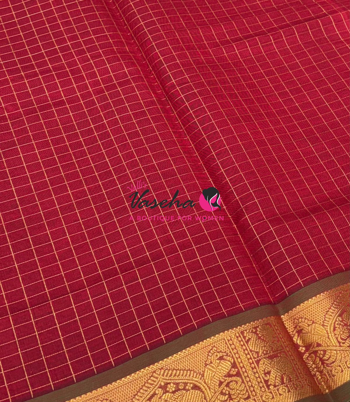 Semi Silk Cotton Saree - Checks Pattern - VVSSC019