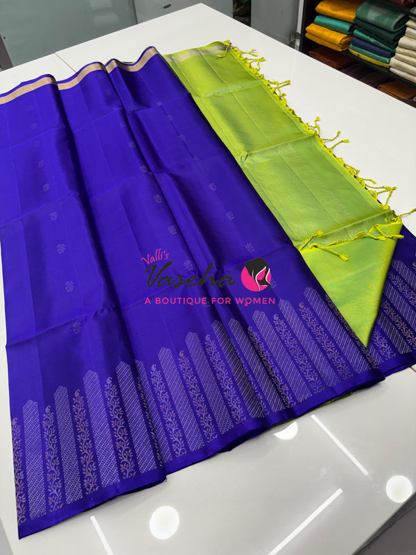 Pure Soft Silk Saree -  Blue & Green Shade - VVPSS086