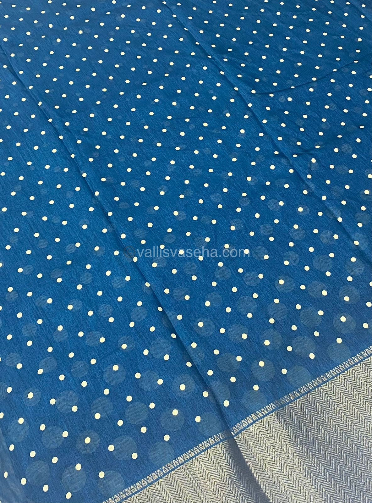 Semi Dola Silk - Polka Dots - Ramar Blue Shade - VVSDS003