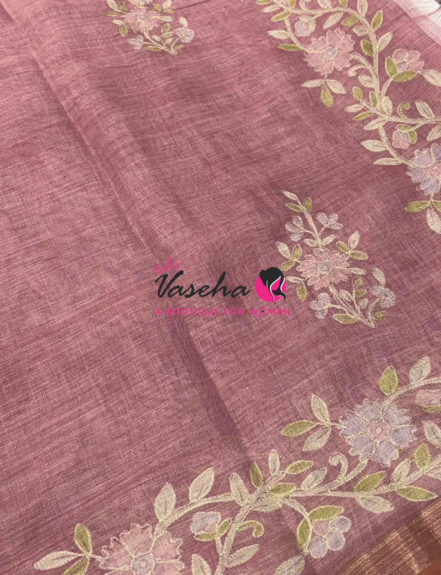 Linen Tissue Saree - Onion Pink Shade - VVLTS002