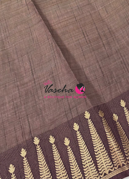 Semi Tussar Silk Saree | Brown Shade |VVSTS050