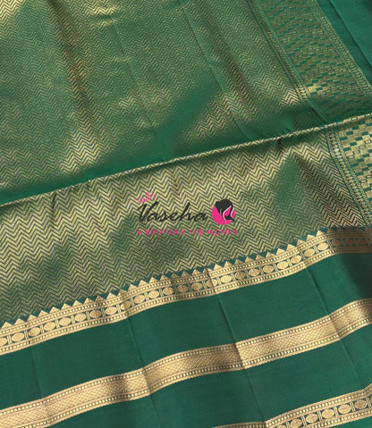 Half Mixed  Soft Silk Saree - Grey & Green - VVPSS077