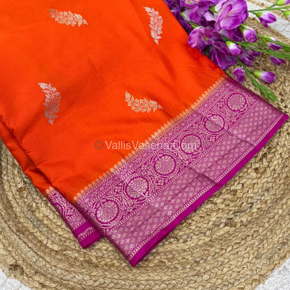 Premium Viscose Saree - Orange & Pink Shade - VVPV001