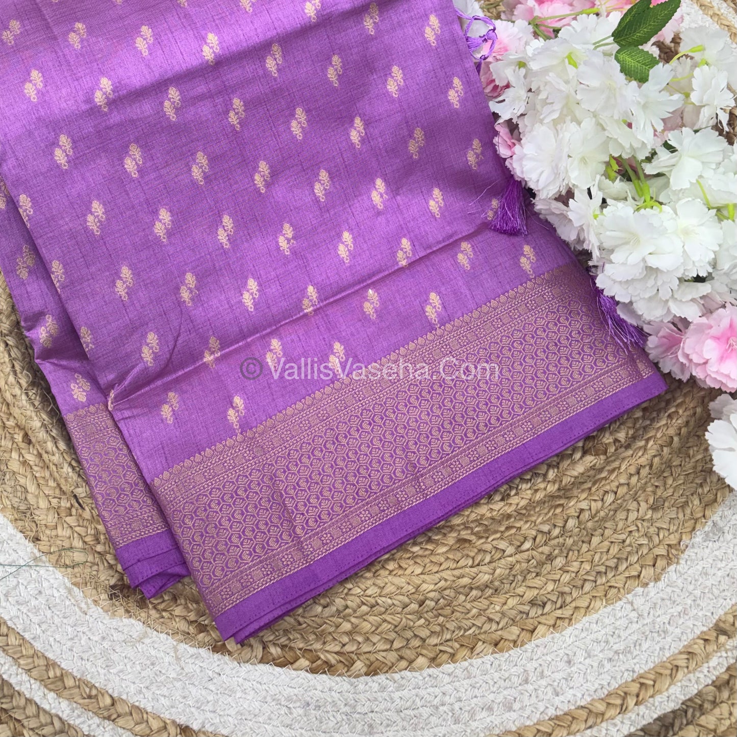 Semi Tussar Silk - Grand Pallu  -   Lavender Shade - VVSTS021