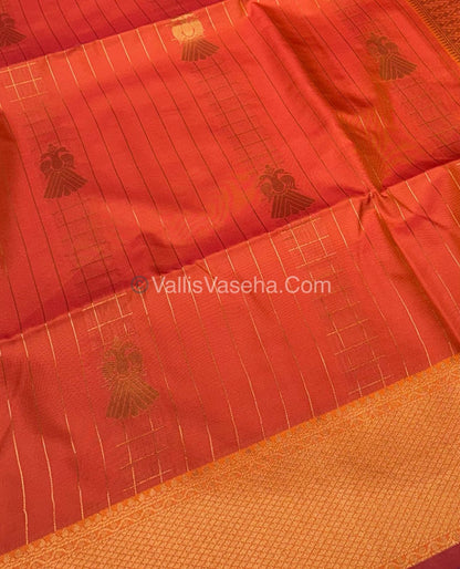 Semi Soft Silk - Border less - Orange Shade -VVSSS023