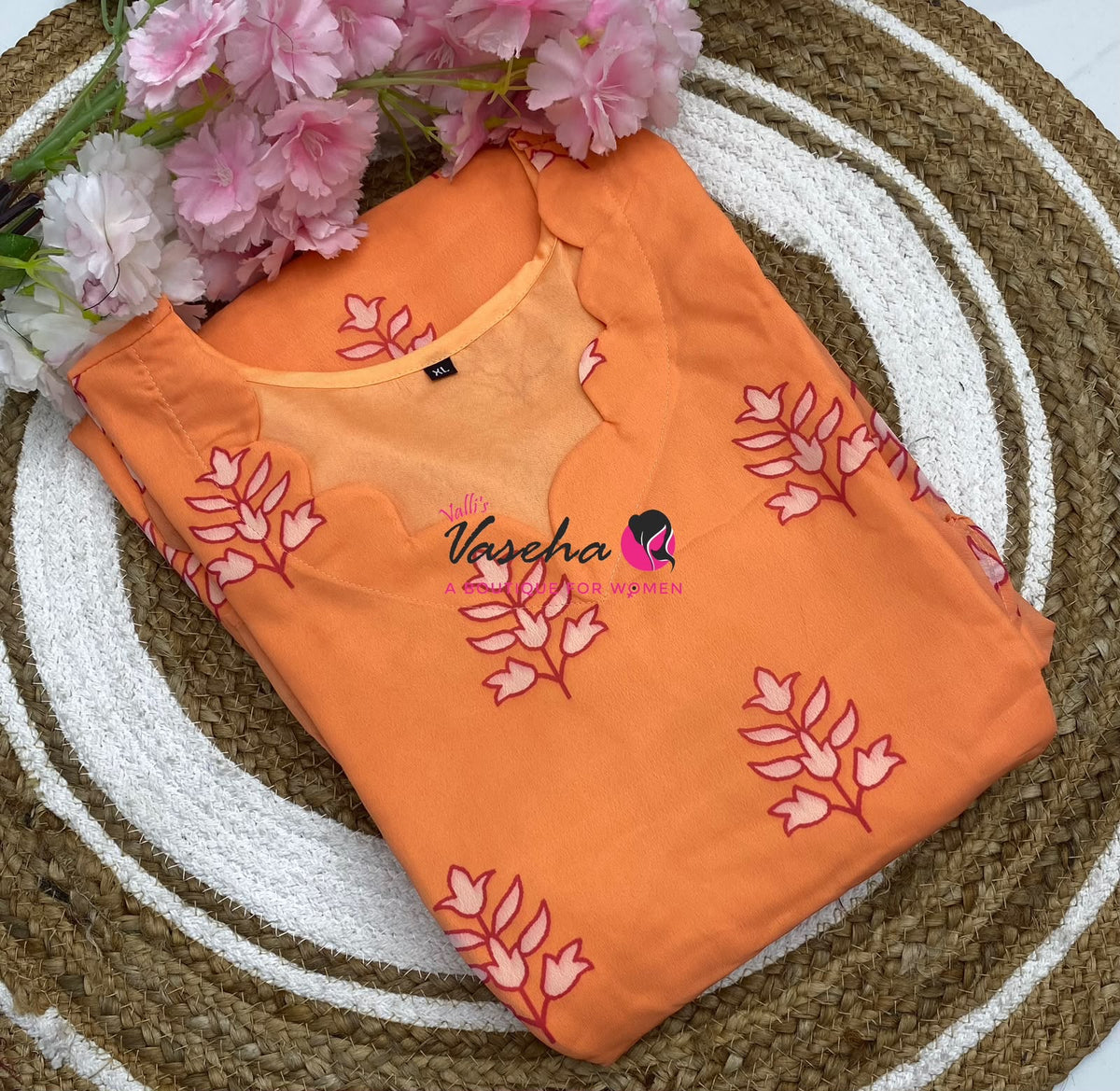 Ready Made - Georgette - Maxi - Orange Colour - VVRMG001