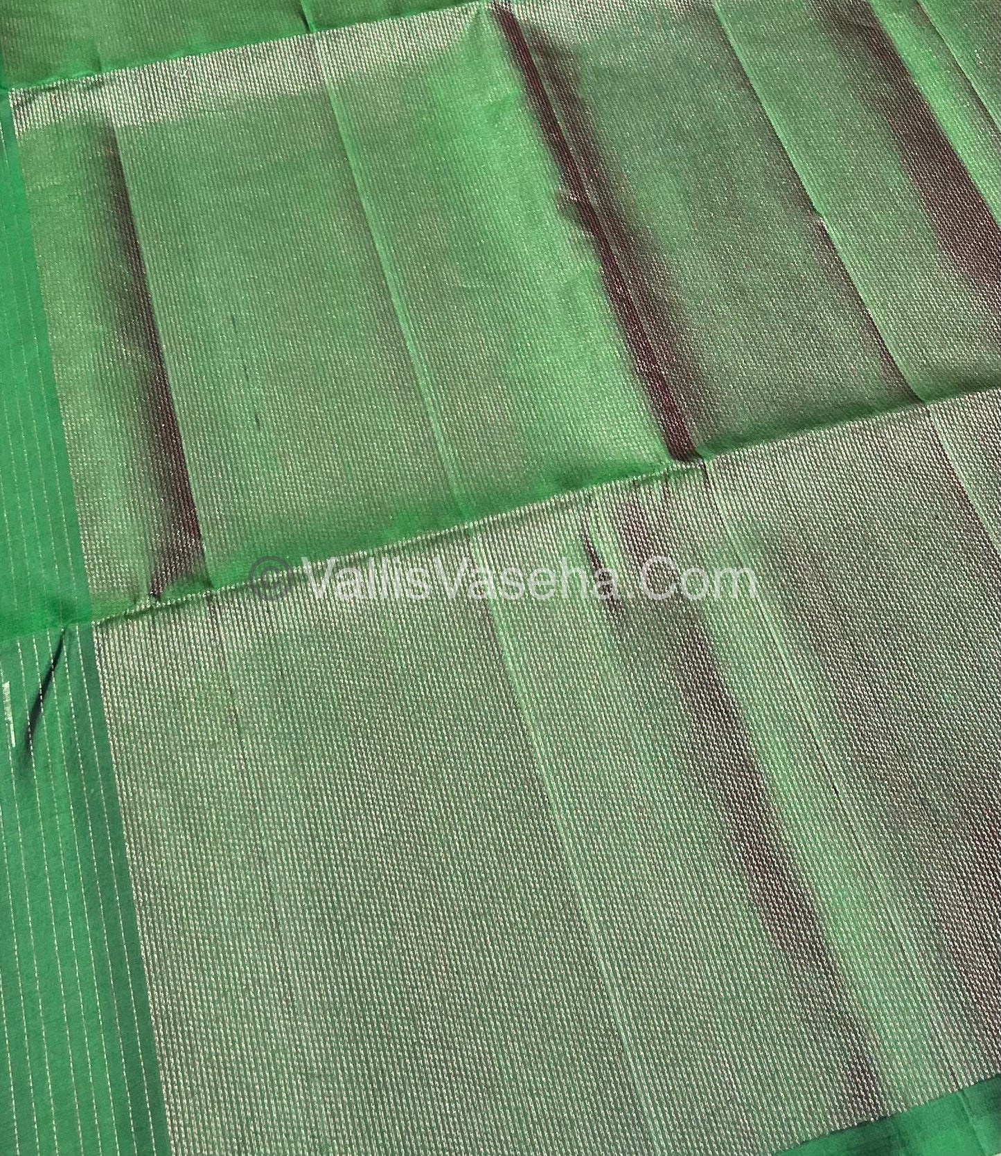 Pure Soft Silk Saree - Antique Zari - Border Less - Green - VVPSS037