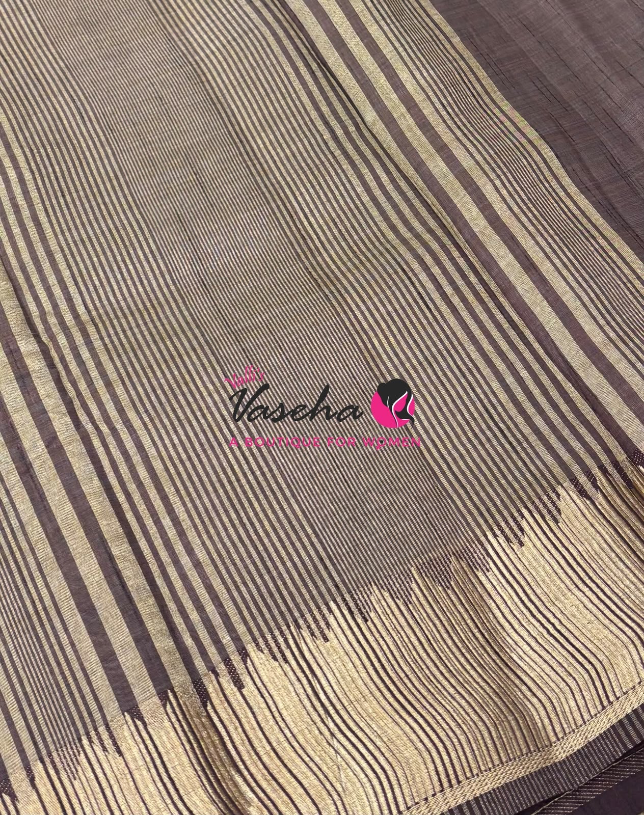 Semi Tussar Silk Saree | Brown  Shade |VVSTS051