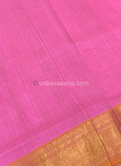 Pure Silk Cotton Saree - Light Peach With Pink Shade - Lakshadeepam Design - VVPLD001