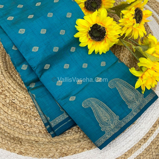 Semi Tussar Silk Saree - Blue shade - VVSTS010