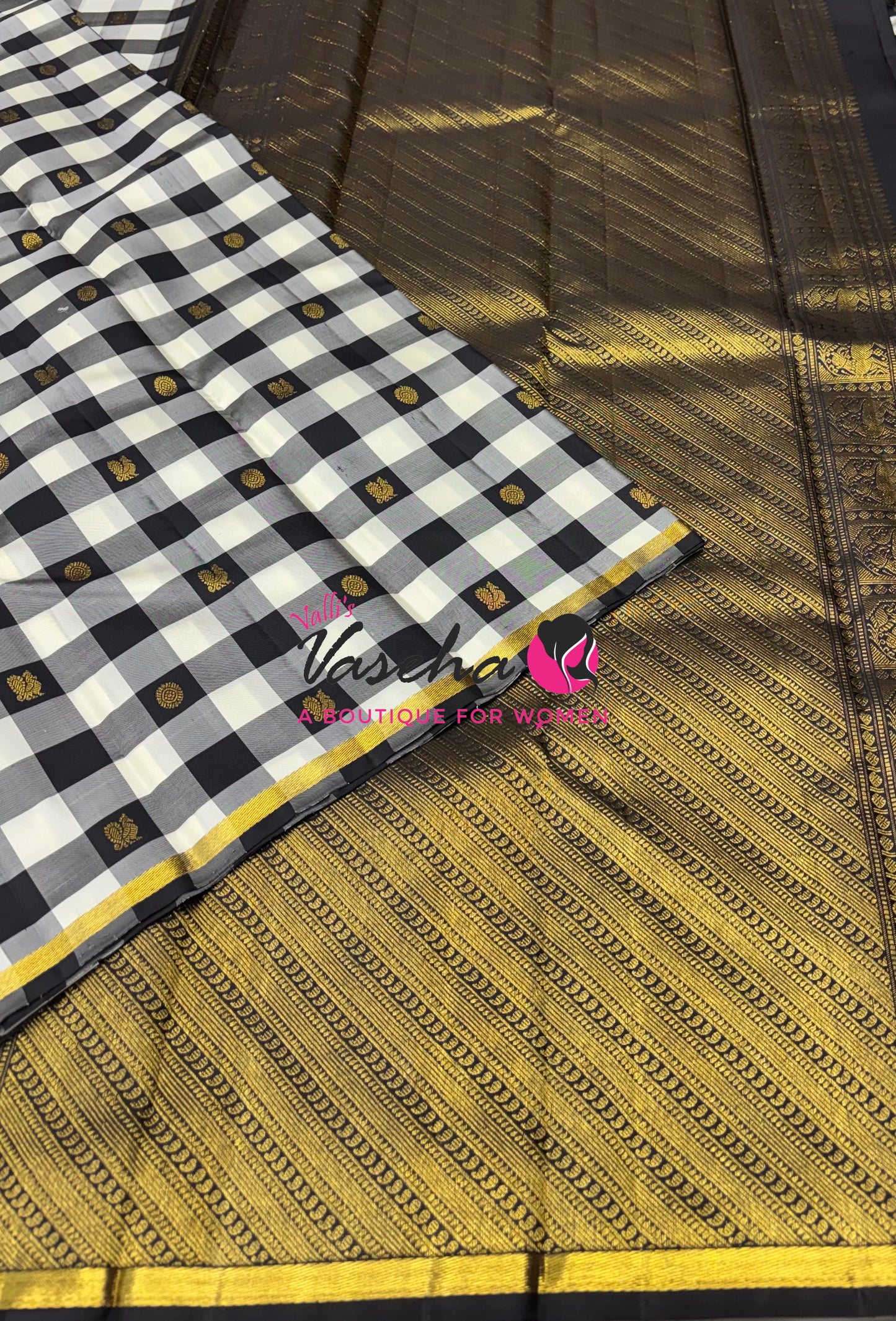 Pure Kanchipuram Silk Saree | Pazhum Pazhamum Checks |VVPS078