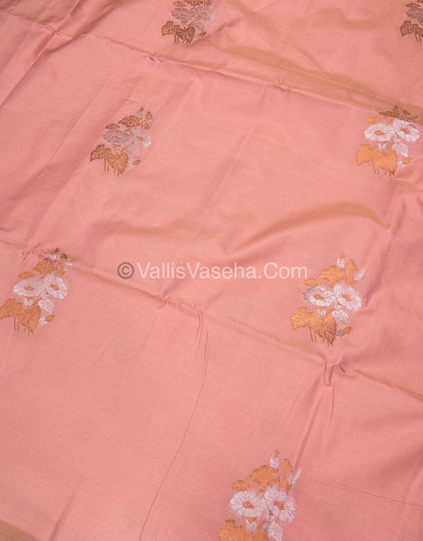 Semi Soft Silk - Border less - Light Peachish Cream Shade -VVSSS007