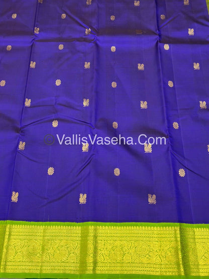 Pure Vintage Korvai Kanchipuram Silk Saree - Double Tone Blue & Green Combo - VVPS025