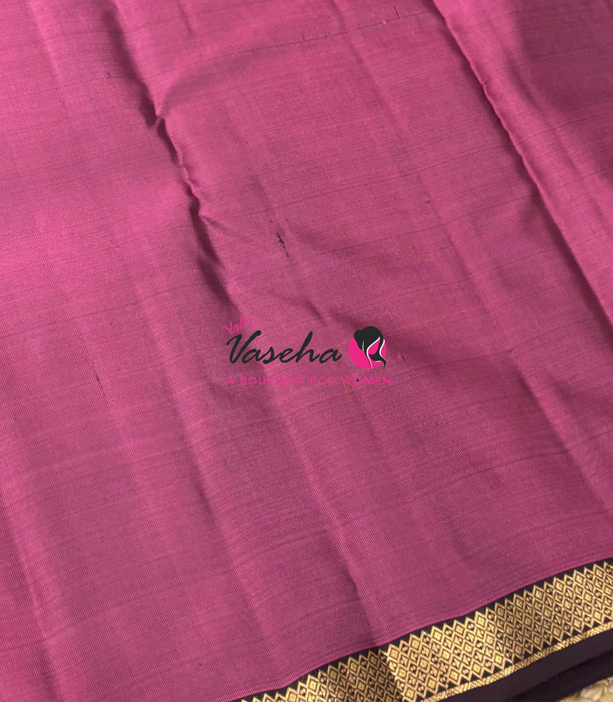 Pure Soft Silk Saree  -  Pink With Wine Brown Combo - VVPSS146
