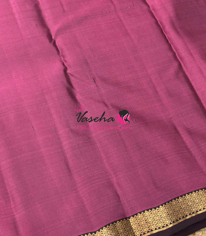 Pure Soft Silk Saree  -  Pink With Wine Brown Combo - VVPSS146