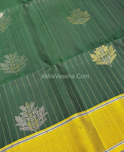Pure Soft Silk Saree  - Green & Yellow Combo - VVPSS055