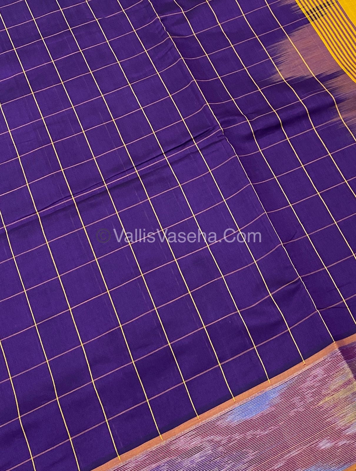 Semi Silk Cotton Saree - Violet & Yellow   - VVSSC001