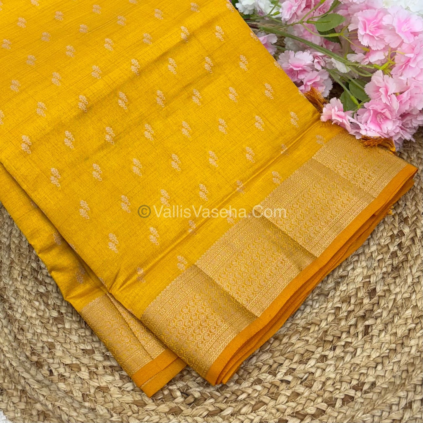 Semi Tussar Silk - Grand Pallu  - Yellow Shade - VVSTS021