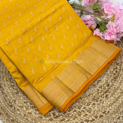 Semi Tussar Silk - Grand Pallu  - Yellow Shade - VVSTS021