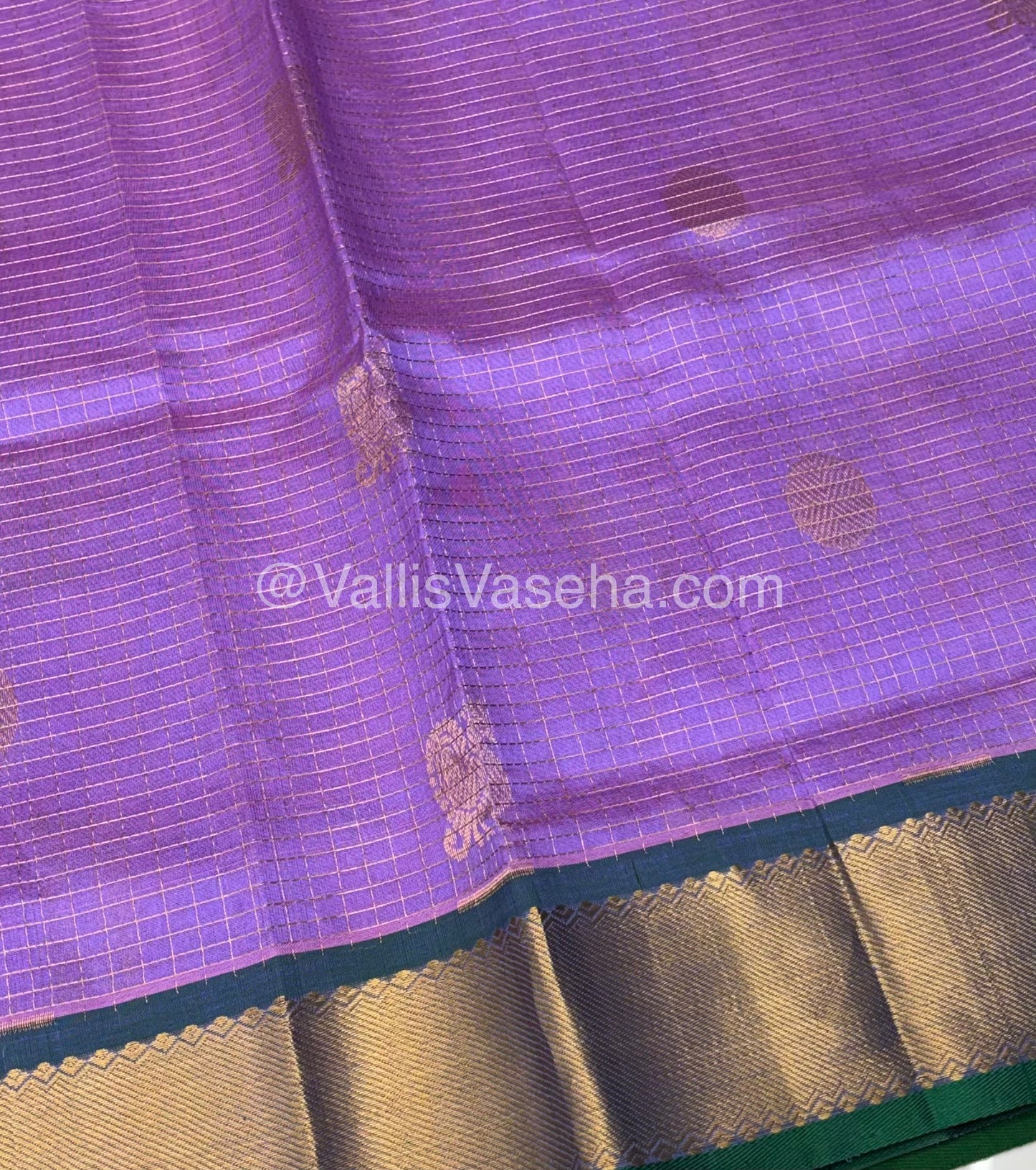 Pure Silk Cotton Saree - Mayil & Chakkaram Design - Lavender With Green Shade - VVMC002