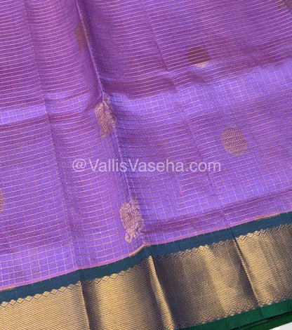 Pure Silk Cotton Saree - Mayil & Chakkaram Design - Lavender With Green Shade - VVMC002