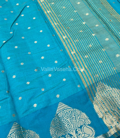 Semi Tussar Silk Saree - Sky Blue shade - VVSTS036