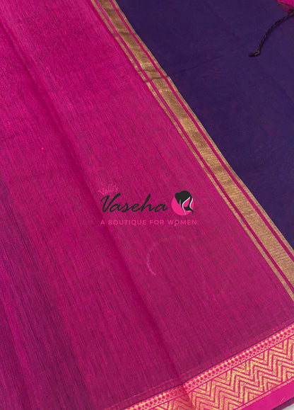 Fancy Mixed Cotton - Navy Blue With Pink  Shade - VVFMC005