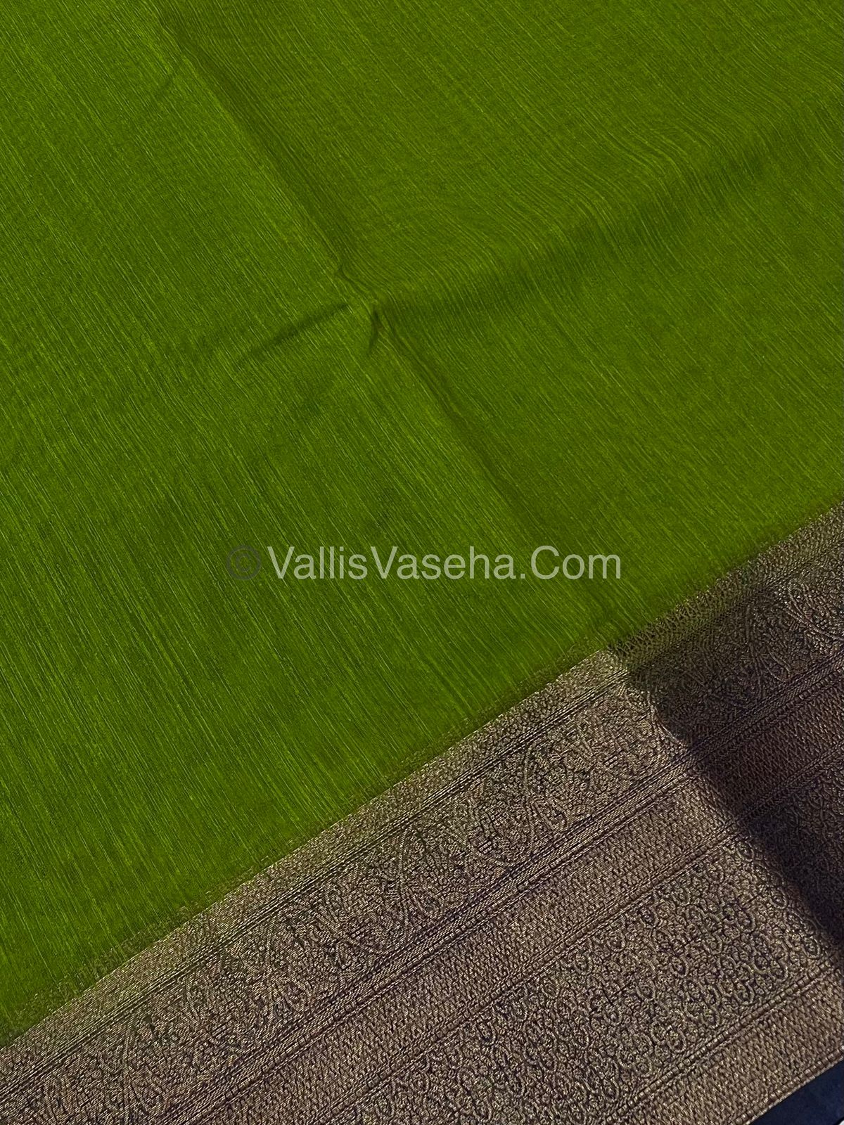 Bamboo Silk Saree - Green With Blue Shade - VVBSS008