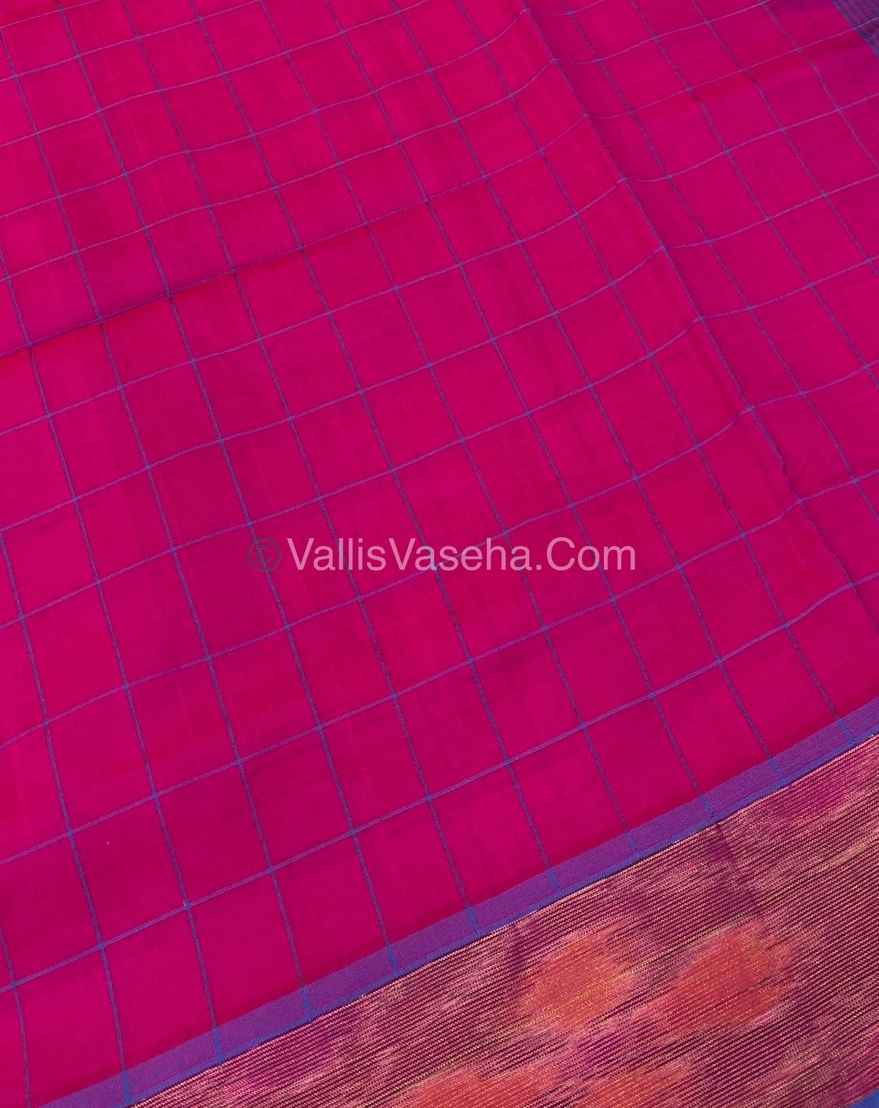 Semi Silk Cotton Saree - Pink & Blue   - VVSSC001