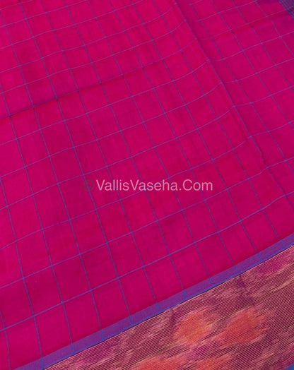 Semi Silk Cotton Saree - Pink & Blue   - VVSSC001