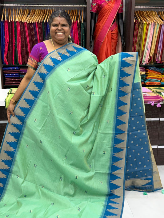 Fancy Mixed Cotton - Green With Blue Shade - VVFMC004